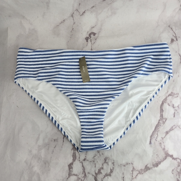 J Crew Swim J Crew Swim Bottom Blue High Rise Cut Bikini Striped